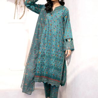 Xenia Aqua Bloom 3 Piece Lawn Dress