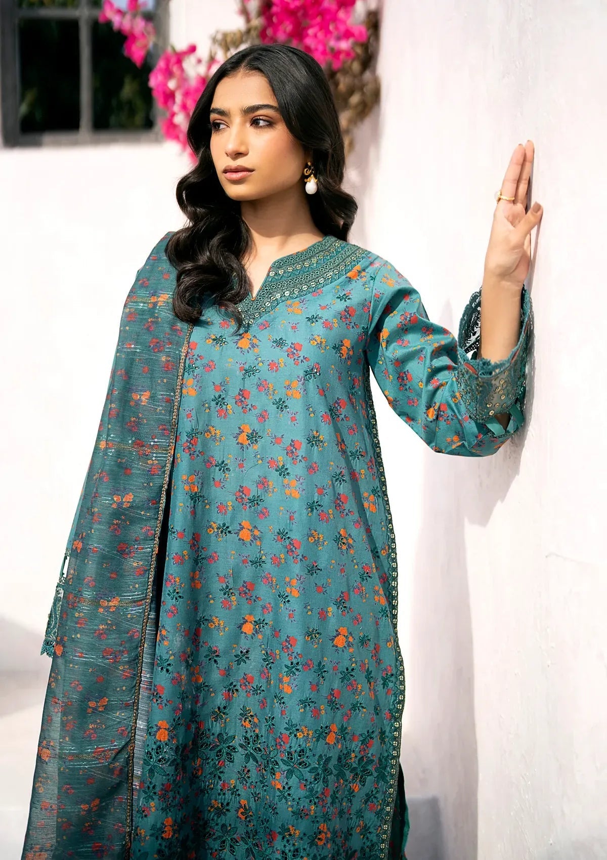 Xenia Aqua Bloom 3 Piece Lawn Dress - Image 2